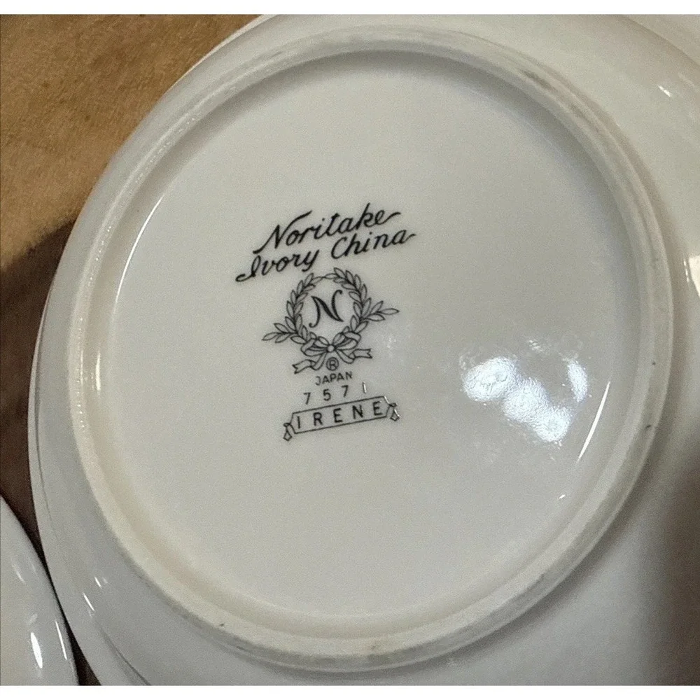 Noritake Irene 7571 Fruit Dessert Bowls Set 3 Ivory China Japan Floral Silver